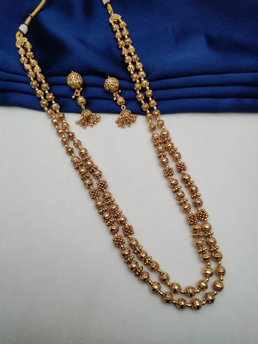CHAIN MALA IN POLKI (GOLD POLISH) STYLE | DESIGN - 27244