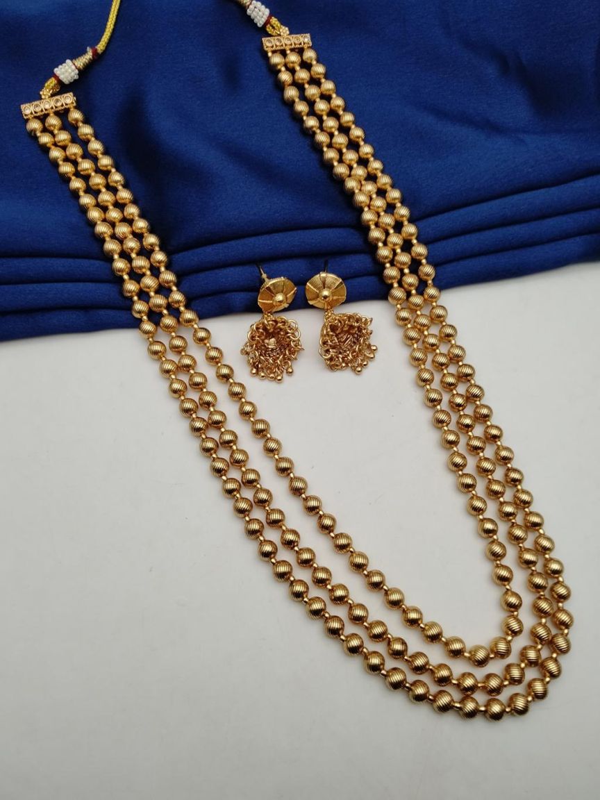 CHAIN MALA IN POLKI (GOLD POLISH) STYLE | DESIGN - 27250
