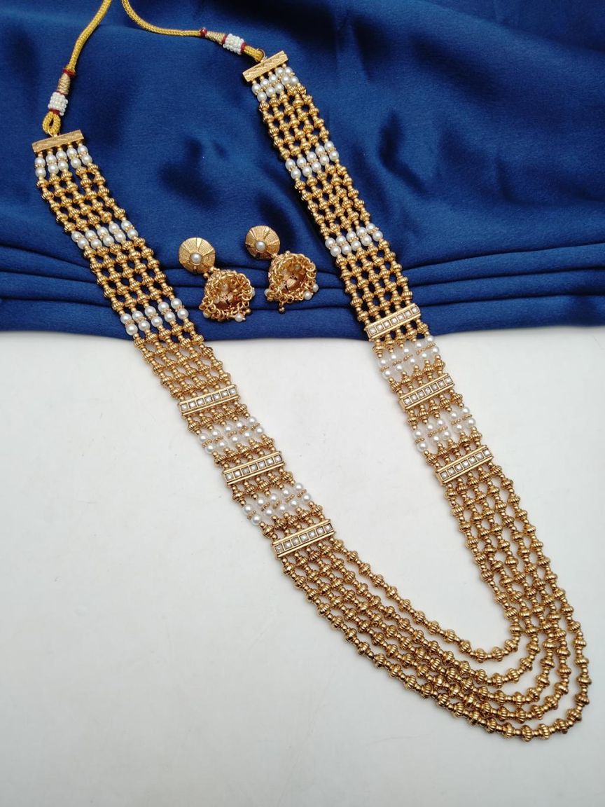 CHAIN MALA IN POLKI (GOLD POLISH) STYLE | DESIGN - 27251