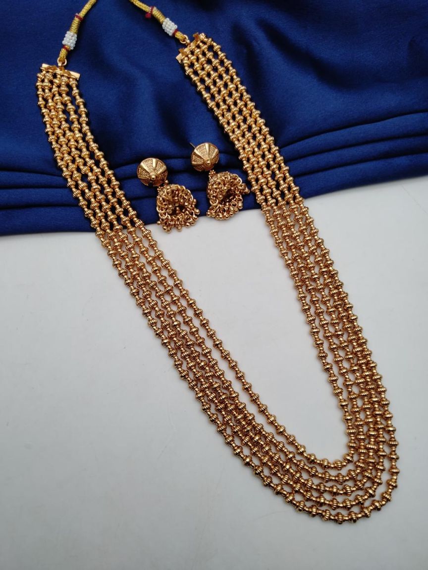 CHAIN MALA IN POLKI (GOLD POLISH) STYLE | DESIGN - 27252