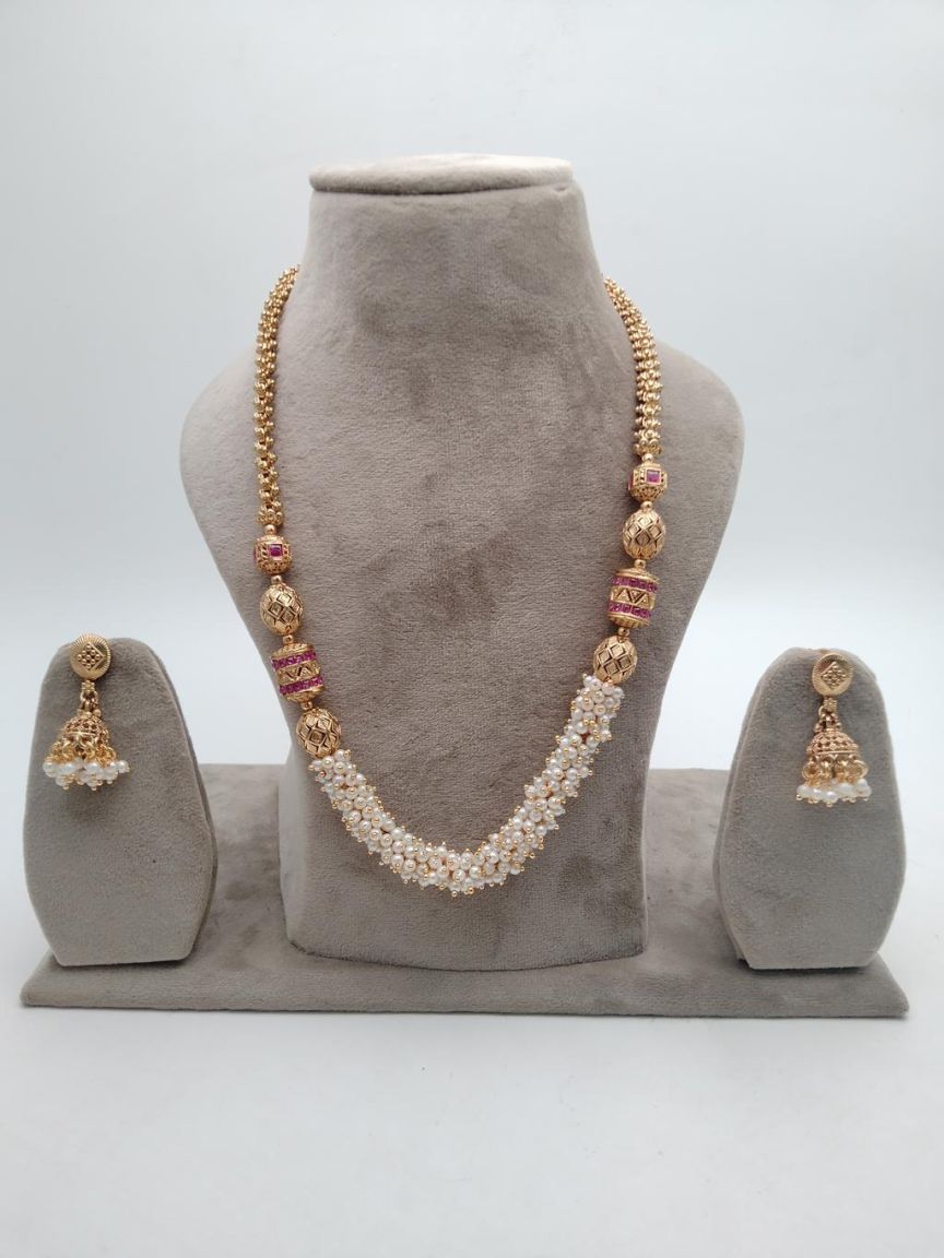 CHAIN MALA IN POLKI (GOLD POLISH) STYLE | DESIGN - 27256