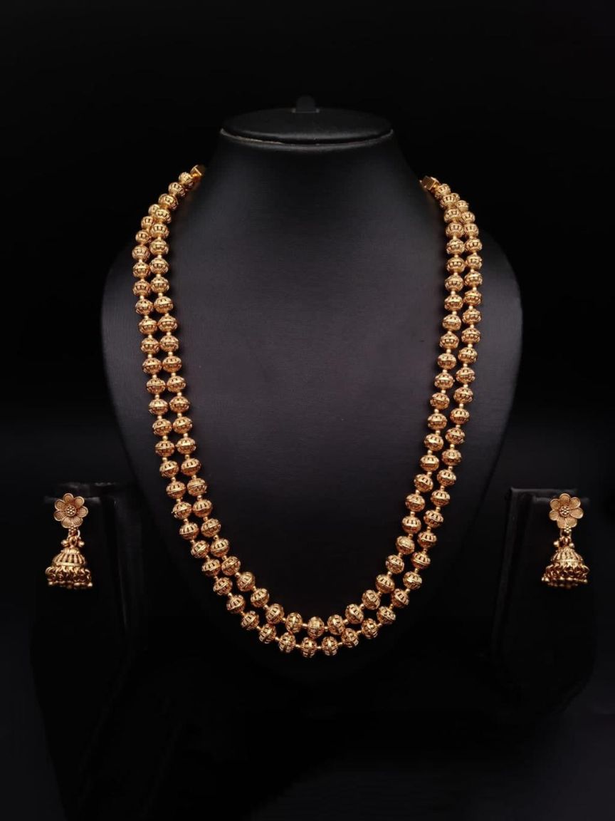 CHAIN MALA IN POLKI (GOLD POLISH) STYLE | DESIGN - 27257