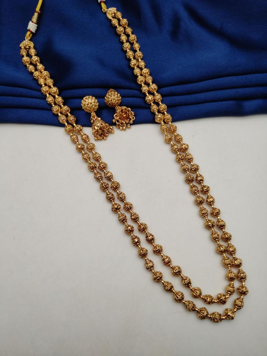CHAIN MALA IN POLKI (GOLD POLISH) STYLE | DESIGN - 27258