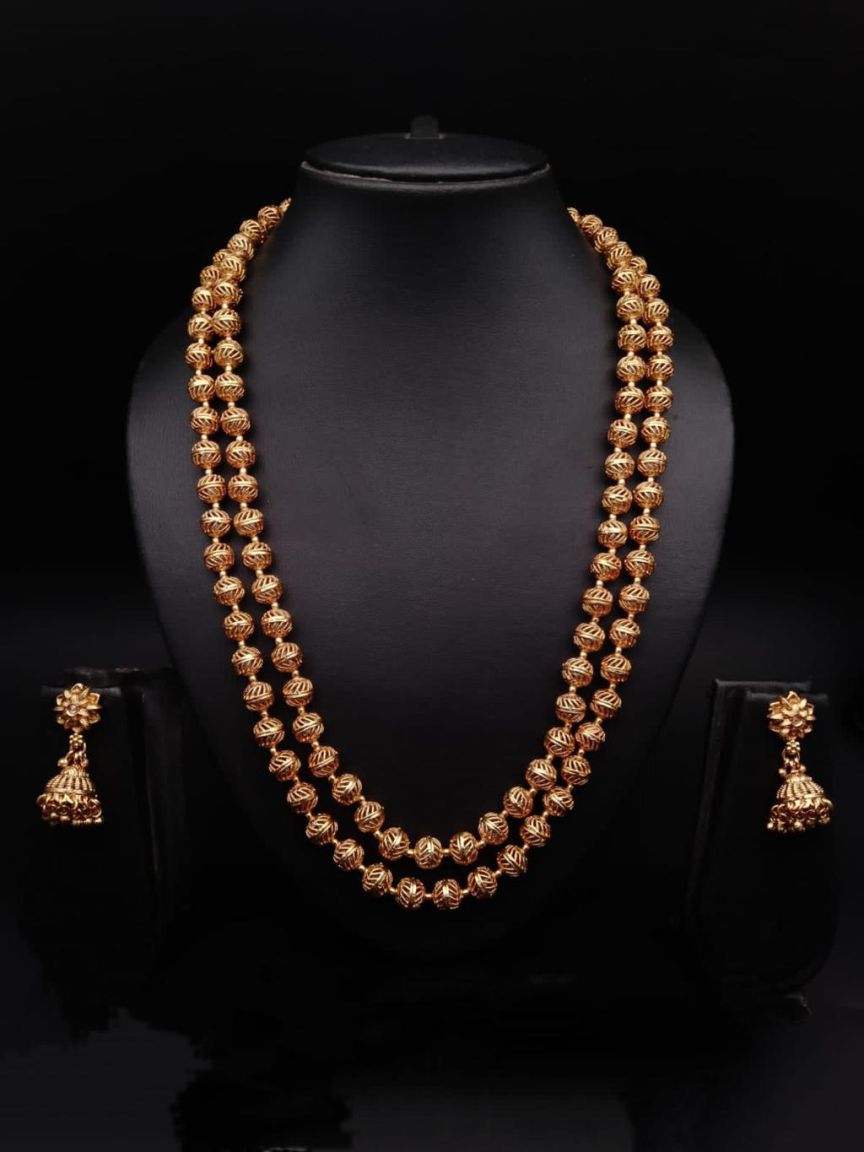 CHAIN MALA IN POLKI (GOLD POLISH) STYLE | DESIGN - 27259
