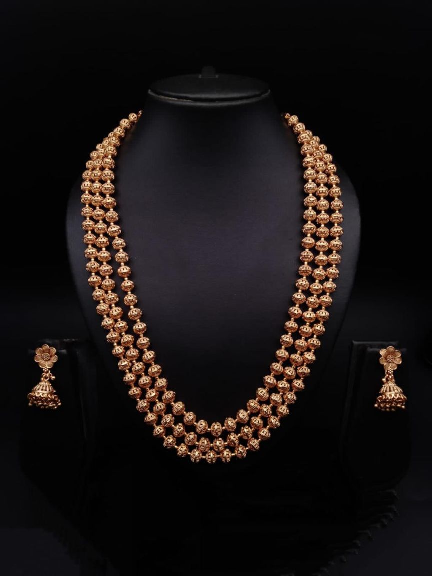 CHAIN MALA IN POLKI (GOLD POLISH) STYLE | DESIGN - 27261