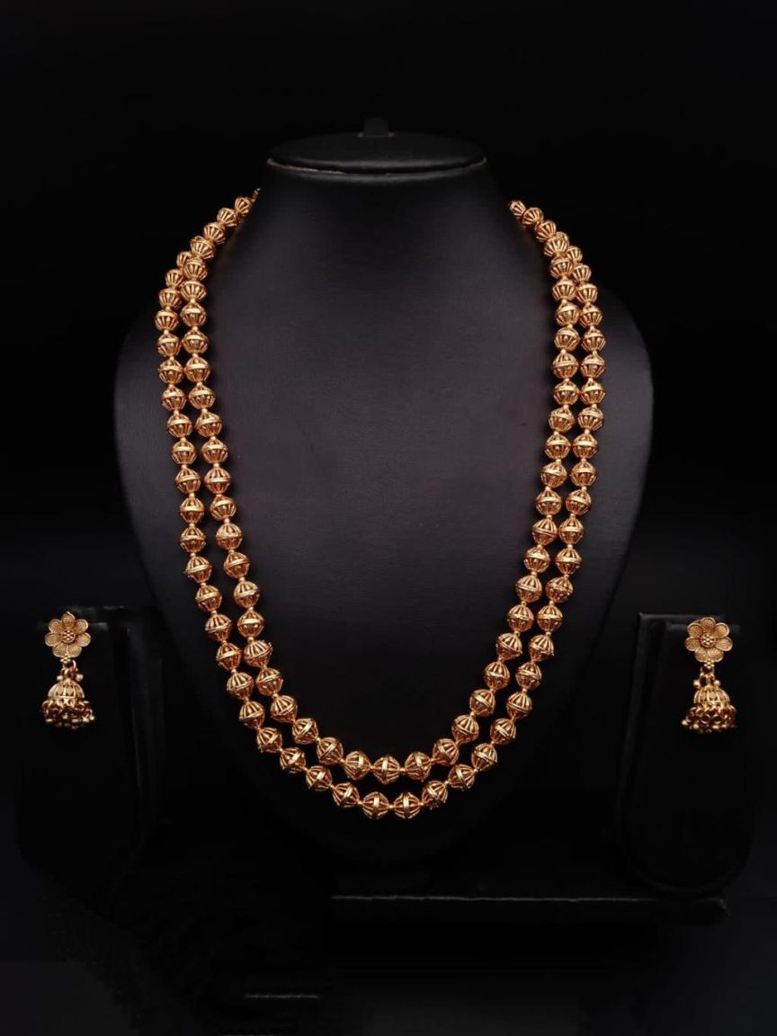 CHAIN MALA IN POLKI (GOLD POLISH) STYLE | DESIGN - 27262