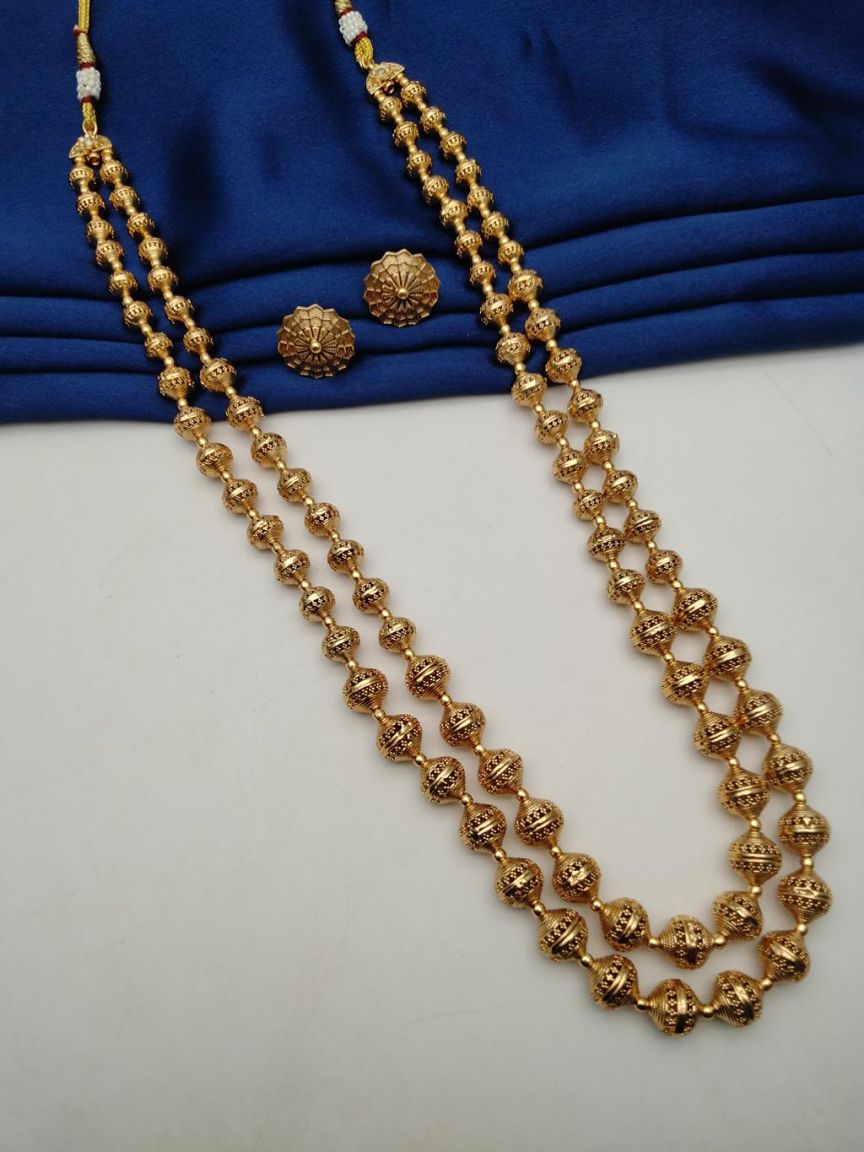CHAIN MALA IN POLKI (GOLD POLISH) STYLE | DESIGN - 27264