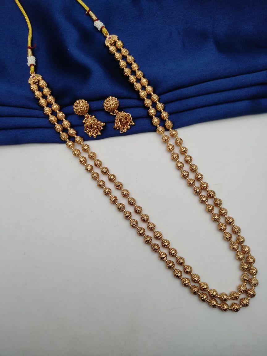 CHAIN MALA IN POLKI (GOLD POLISH) STYLE | DESIGN - 27266