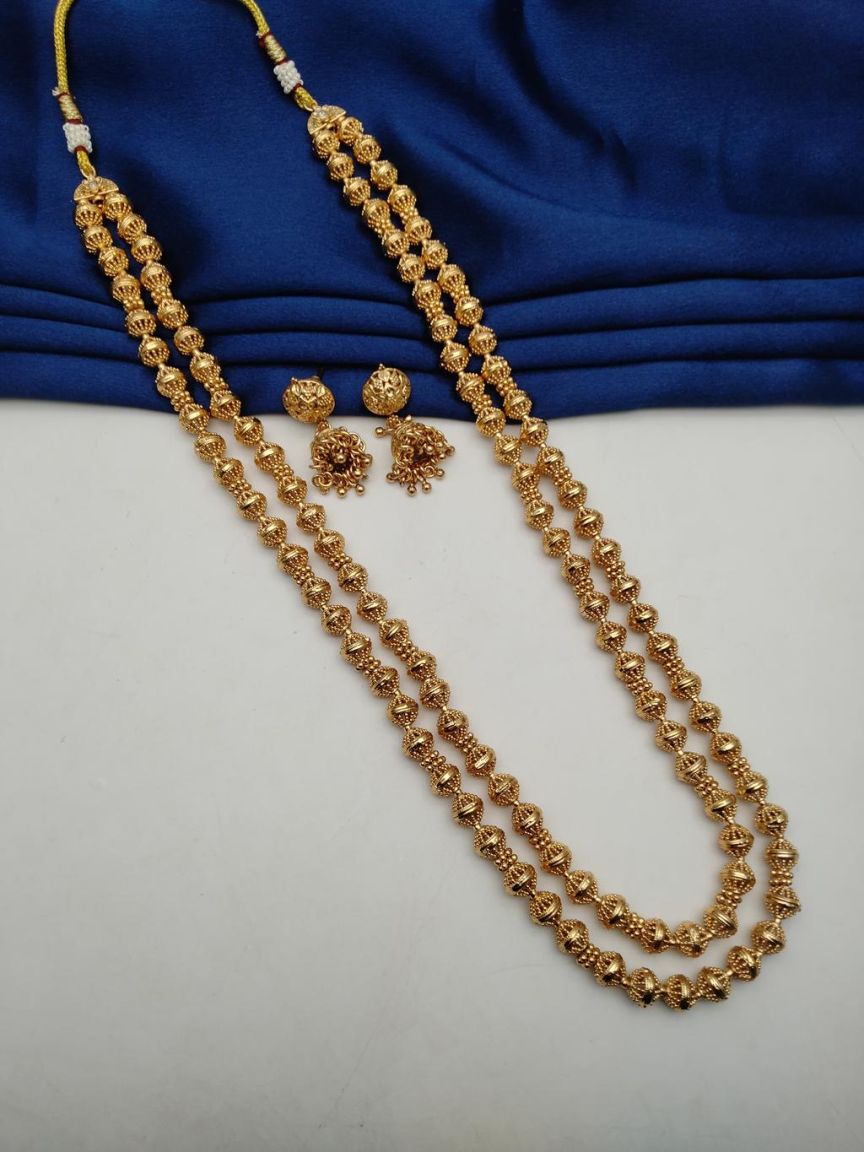 CHAIN MALA IN POLKI (GOLD POLISH) STYLE | DESIGN - 27267