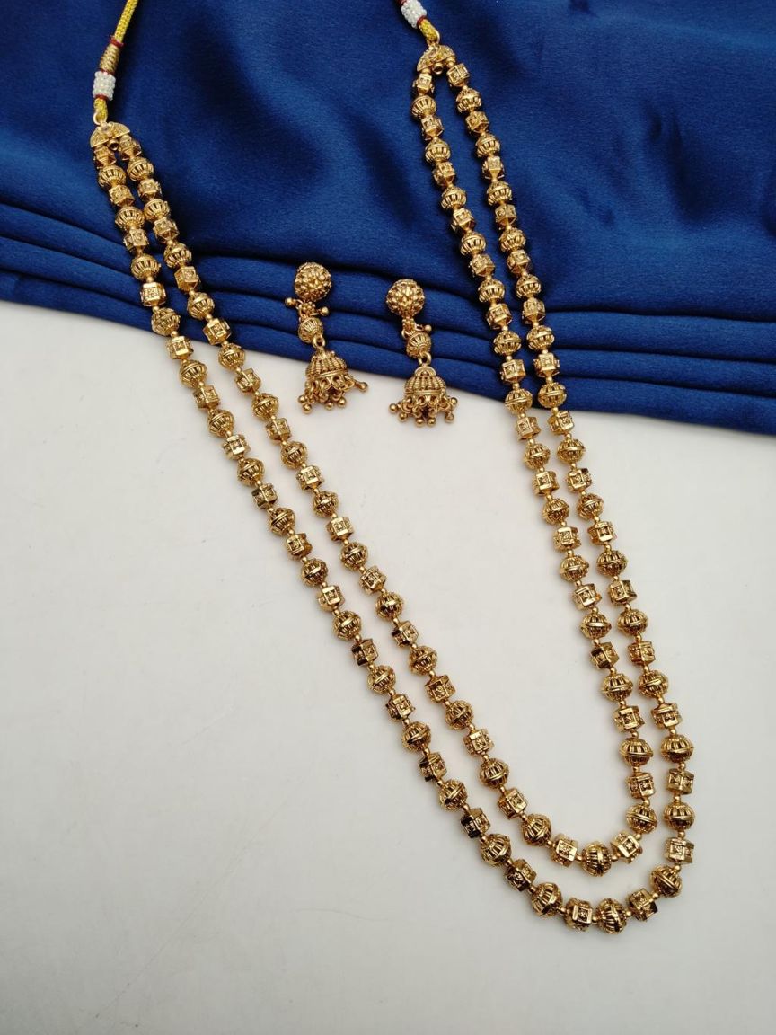 CHAIN MALA IN POLKI (GOLD POLISH) STYLE | DESIGN - 27268