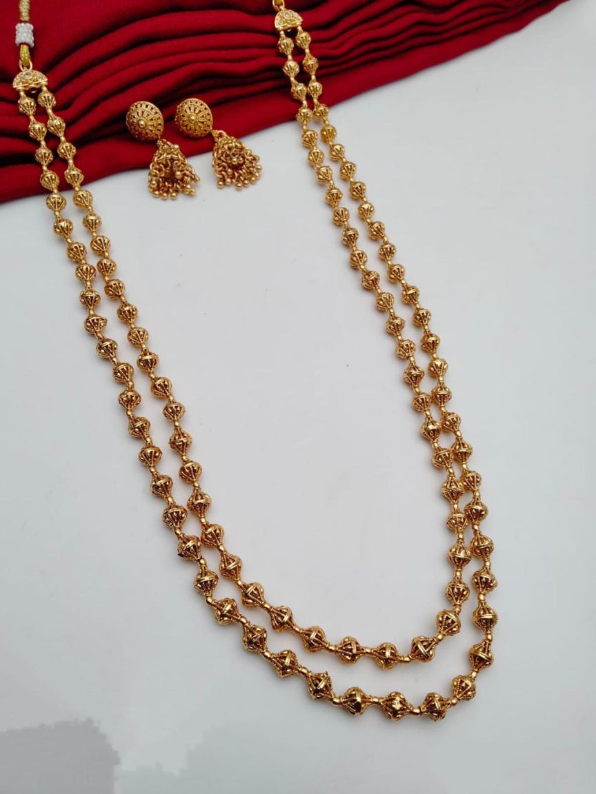 CHAIN MALA IN POLKI (GOLD POLISH) STYLE | DESIGN - 27269