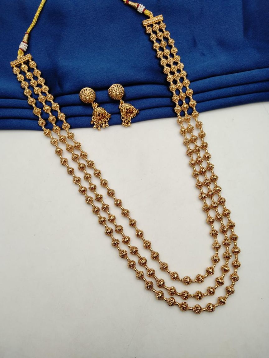 CHAIN MALA IN POLKI (GOLD POLISH) STYLE | DESIGN - 27270