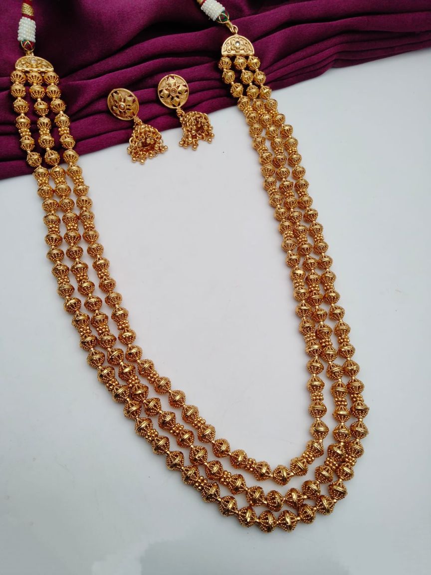 CHAIN MALA IN POLKI (GOLD POLISH) STYLE | DESIGN - 27271