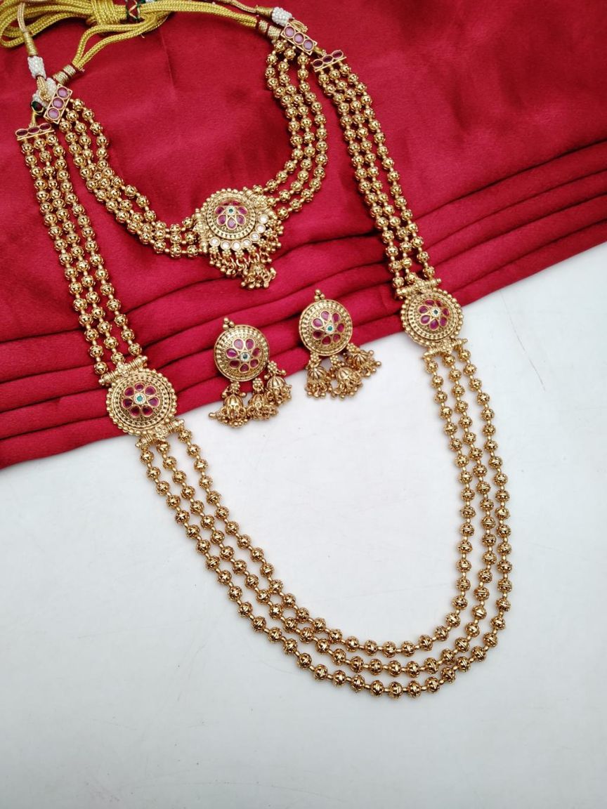 COMBO SET IN POLKI (GOLD POLISH) STYLE | DESIGN - 59003