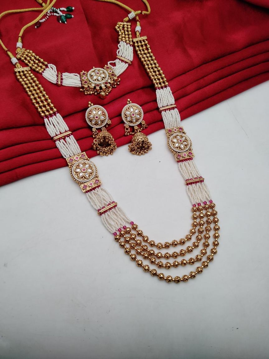 COMBO SET IN POLKI (GOLD POLISH) STYLE | DESIGN - 59005
