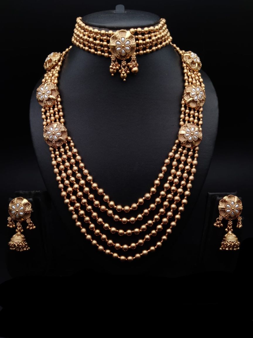COMBO SET IN POLKI (GOLD POLISH) STYLE | DESIGN - 59008