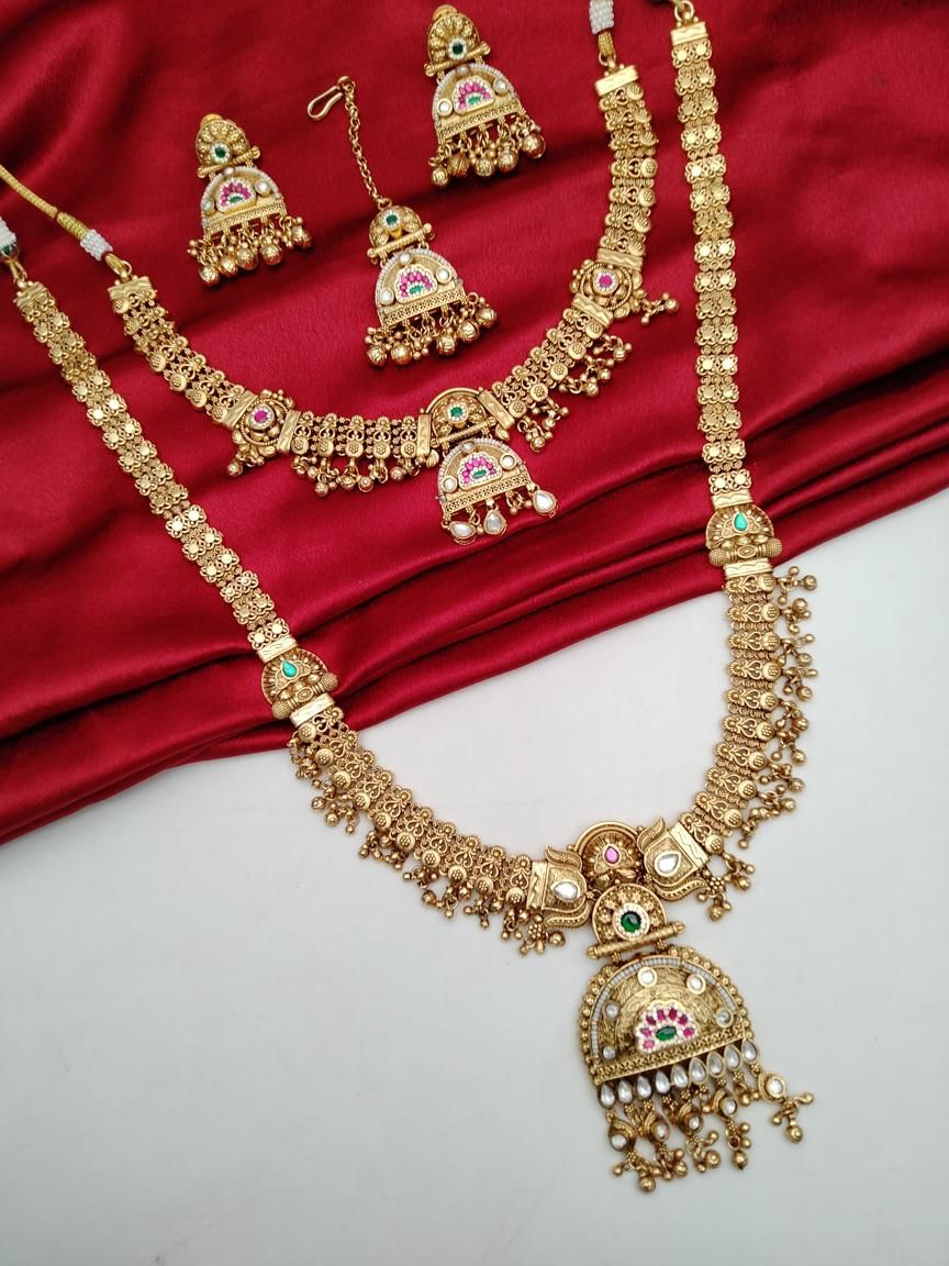COMBO SET IN POLKI (GOLD POLISH) STYLE | DESIGN - 59009
