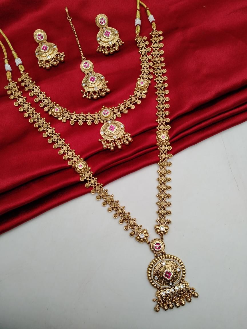 COMBO SET IN POLKI (GOLD POLISH) STYLE | DESIGN - 59011