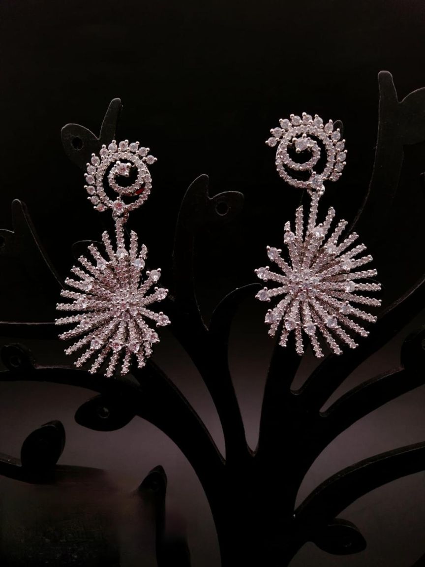 EARRINGS IN AMERICAN DIAMOND JEWELLERY STYLE | DESIGN - 41144