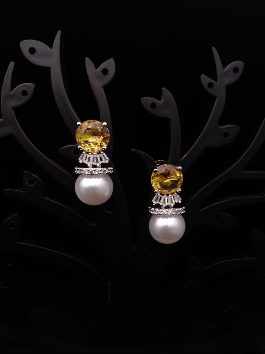 EARRINGS IN AMERICAN DIAMOND JEWELLERY STYLE | DESIGN - 41171