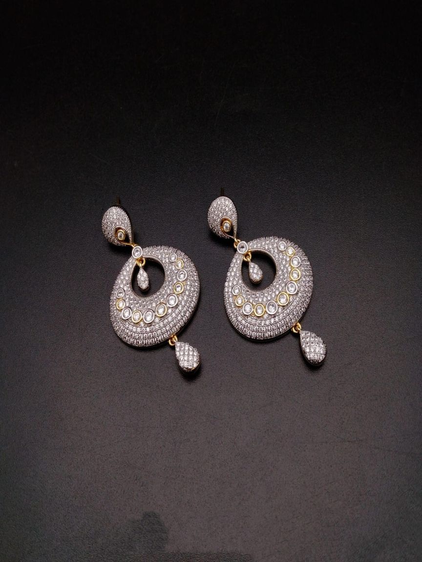 EARRINGS IN AMERICAN DIAMOND JEWELLERY STYLE | DESIGN - 41176