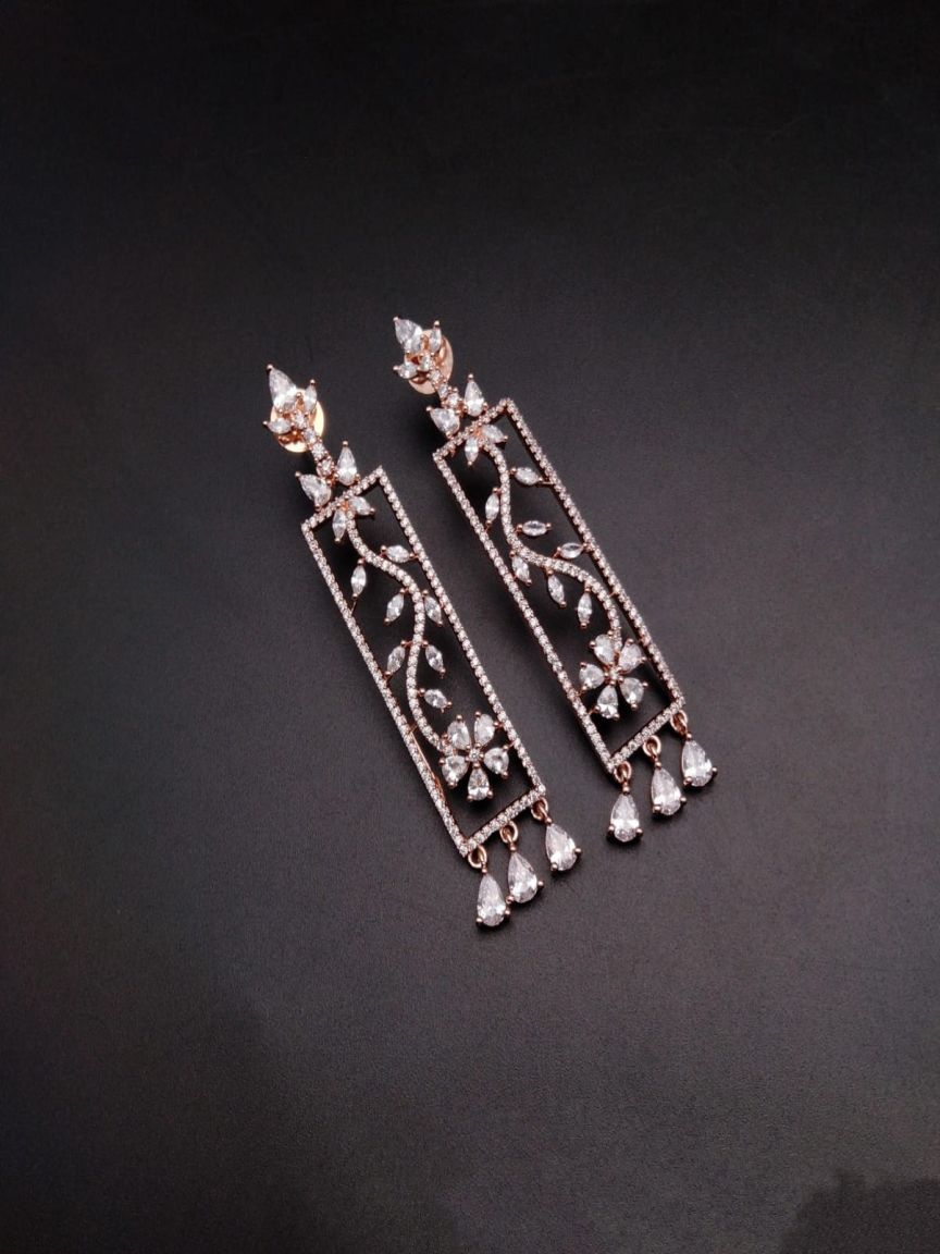 EARRINGS IN AMERICAN DIAMOND JEWELLERY STYLE | DESIGN - 41182