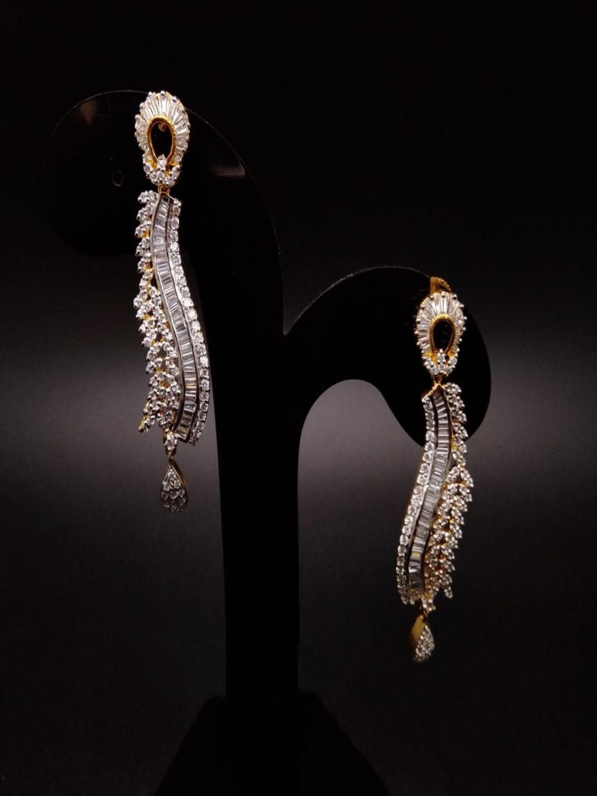 EARRINGS IN AMERICAN DIAMOND JEWELLERY STYLE | DESIGN - 41184