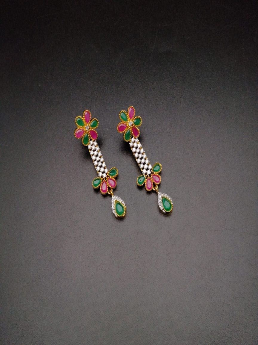 EARRINGS IN AMERICAN DIAMOND JEWELLERY STYLE | DESIGN - 41188