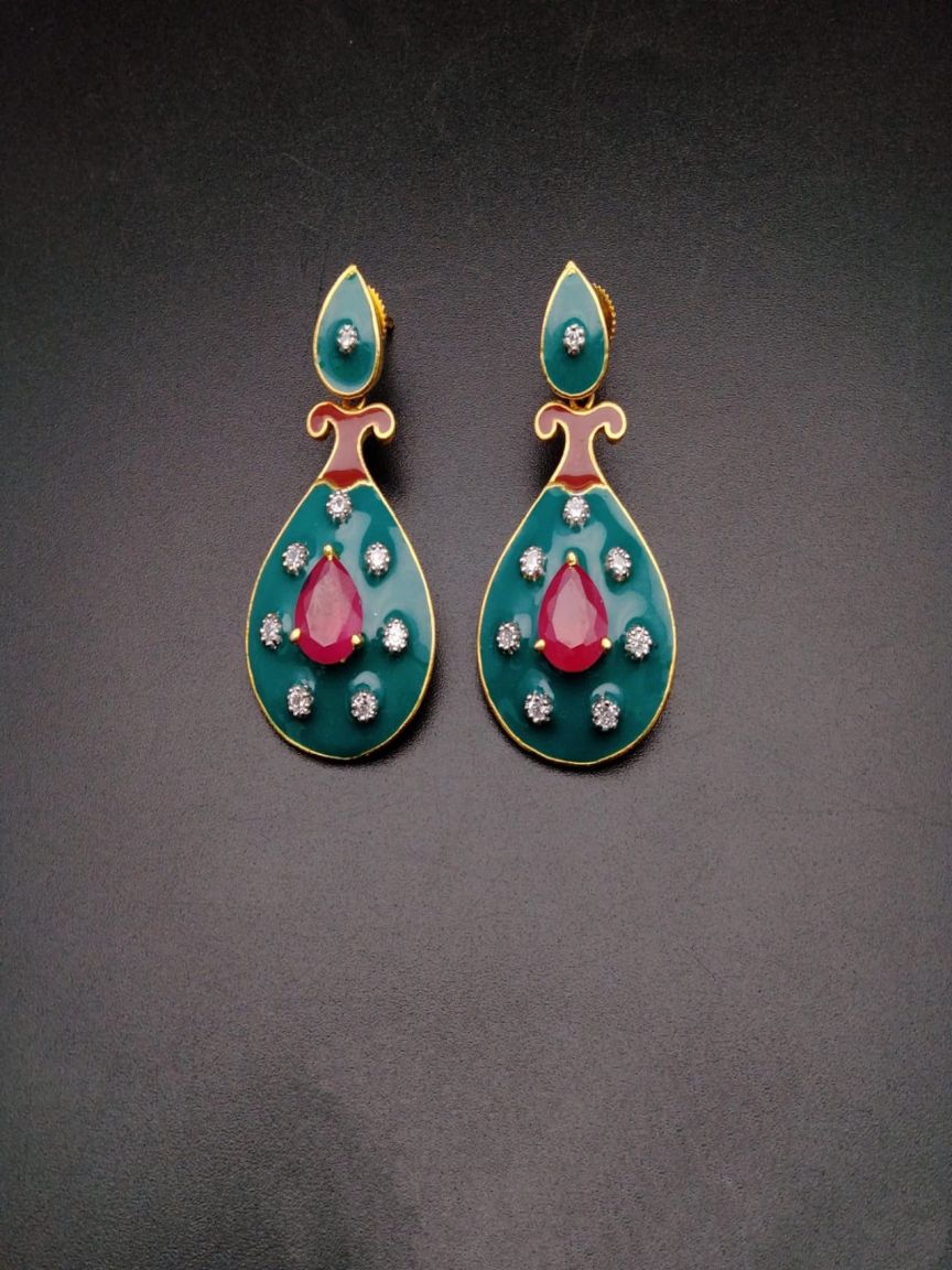 EARRINGS IN AMERICAN DIAMOND JEWELLERY STYLE | DESIGN - 41191