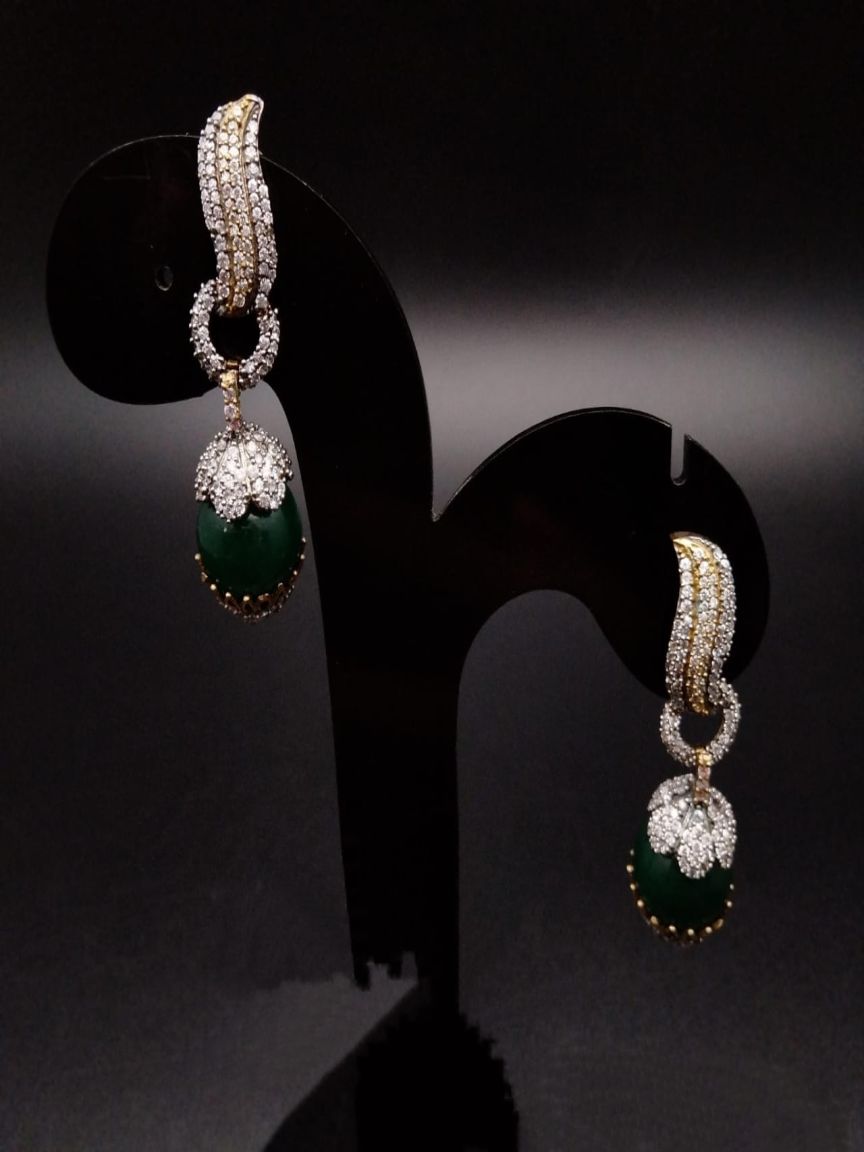 EARRINGS IN AMERICAN DIAMOND JEWELLERY STYLE | DESIGN - 41196