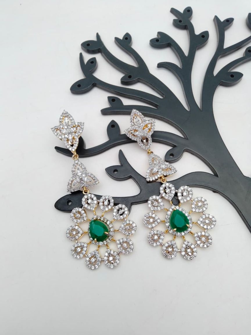 EARRINGS IN AMERICAN DIAMOND JEWELLERY STYLE | DESIGN - 41199