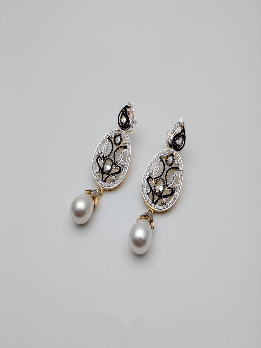 EARRINGS IN AMERICAN DIAMOND JEWELLERY STYLE | DESIGN - 41207