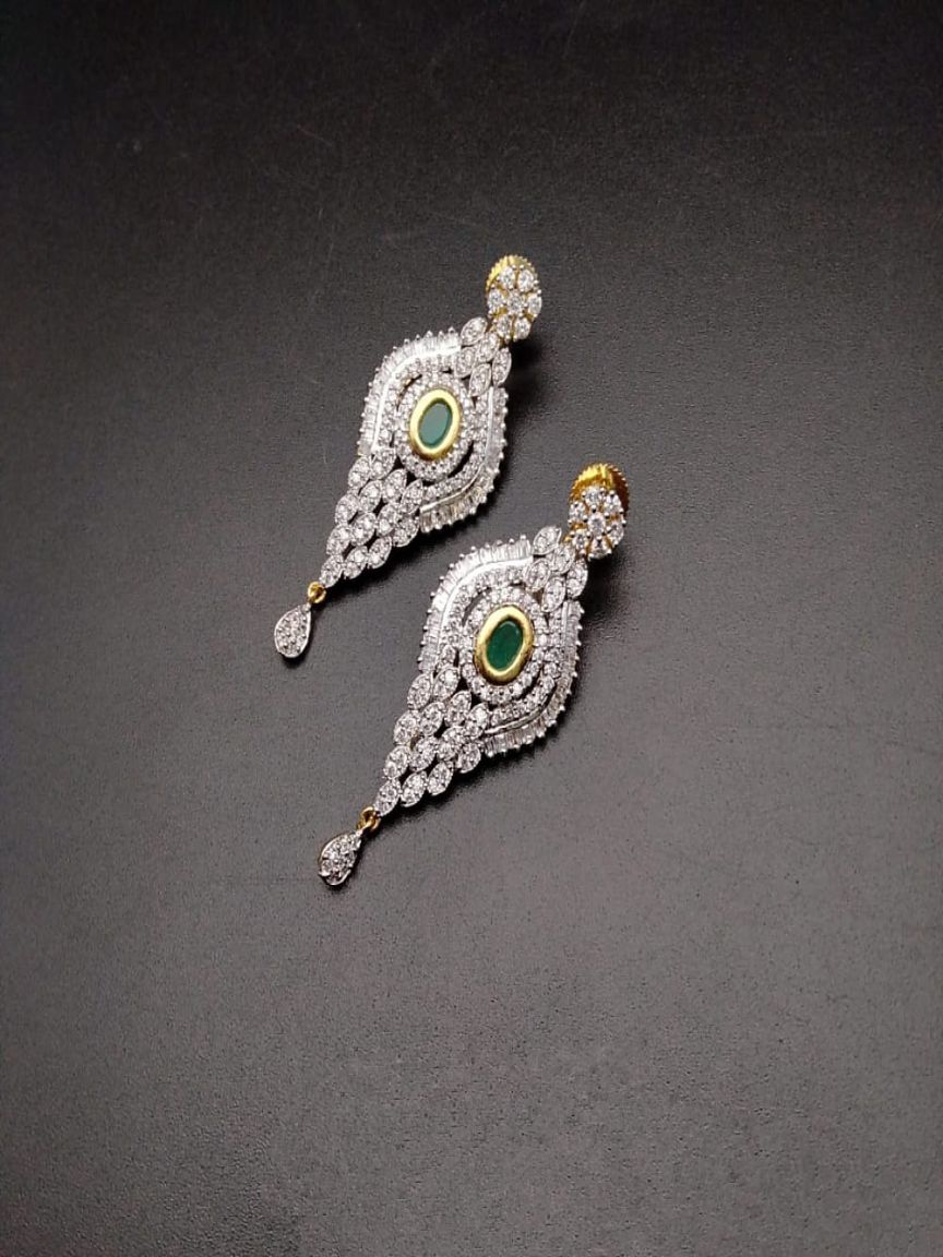 EARRINGS IN AMERICAN DIAMOND JEWELLERY STYLE | DESIGN - 41208