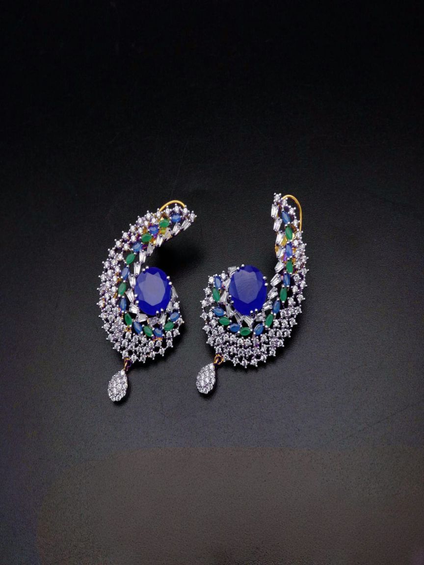 EARRINGS IN AMERICAN DIAMOND JEWELLERY STYLE | DESIGN - 41210