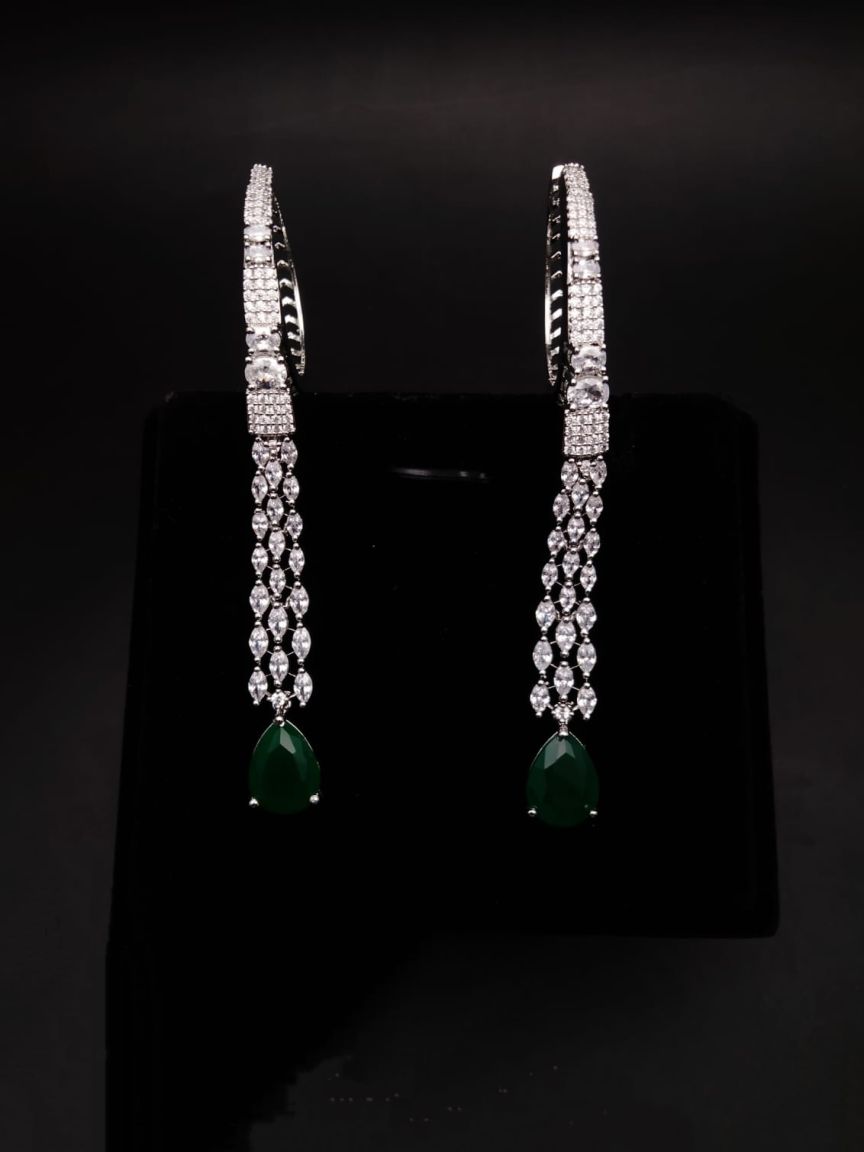 EARRINGS IN AMERICAN DIAMOND JEWELLERY STYLE | DESIGN - 41211