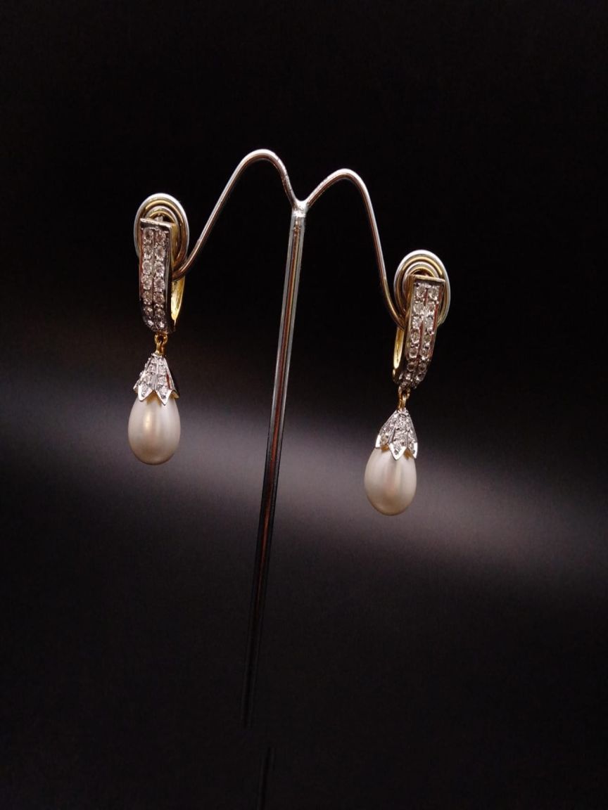 EARRINGS IN AMERICAN DIAMOND JEWELLERY STYLE | DESIGN - 41213