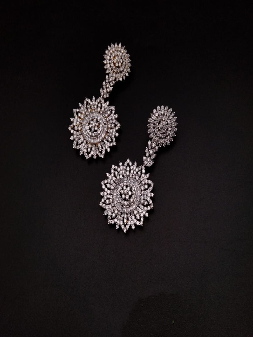 EARRINGS IN AMERICAN DIAMOND JEWELLERY STYLE | DESIGN - 41219