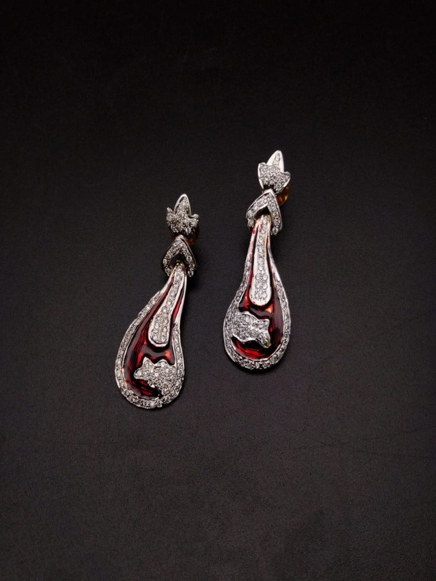 EARRINGS IN AMERICAN DIAMOND JEWELLERY STYLE | DESIGN - 41238