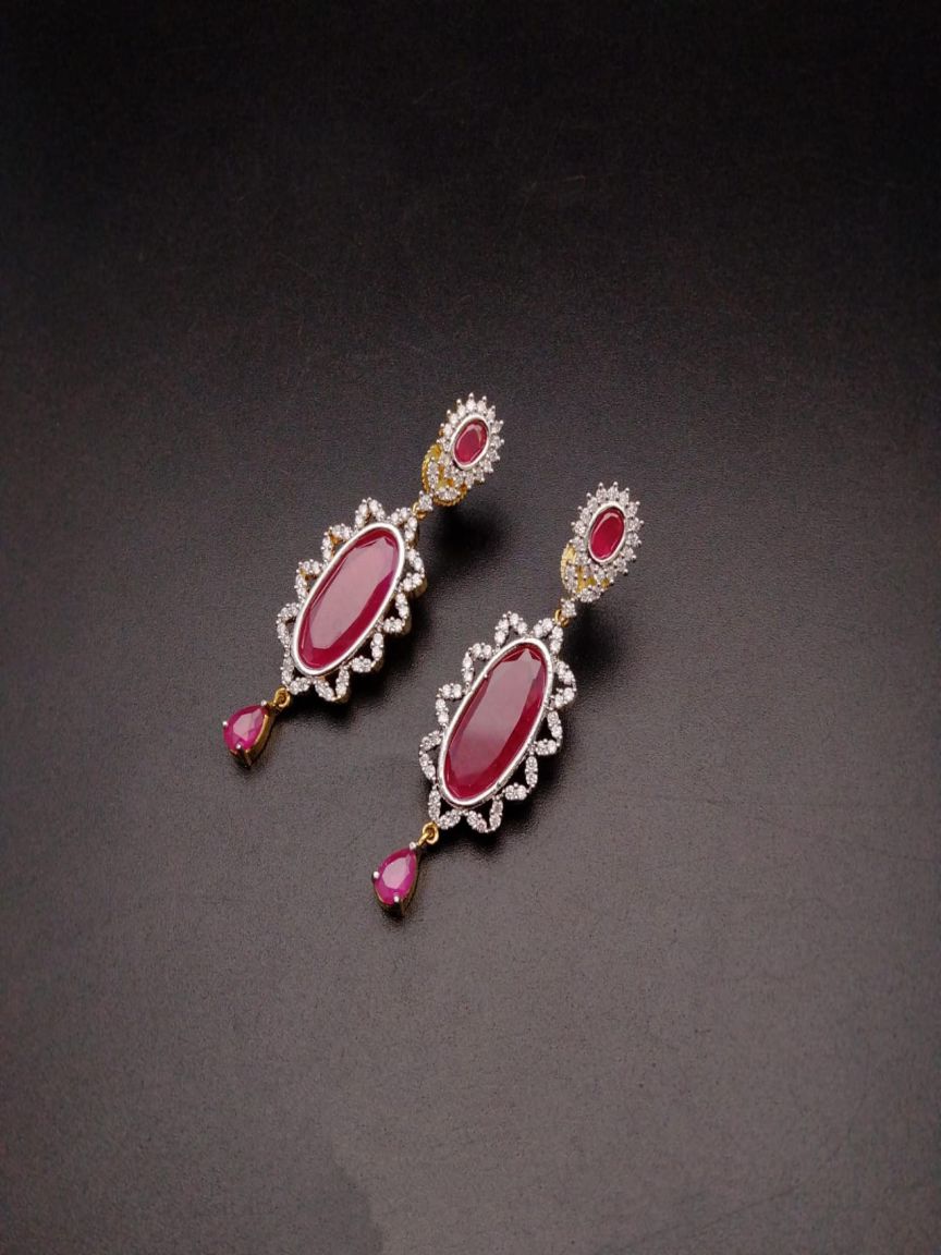 EARRINGS IN AMERICAN DIAMOND JEWELLERY STYLE | DESIGN - 41240