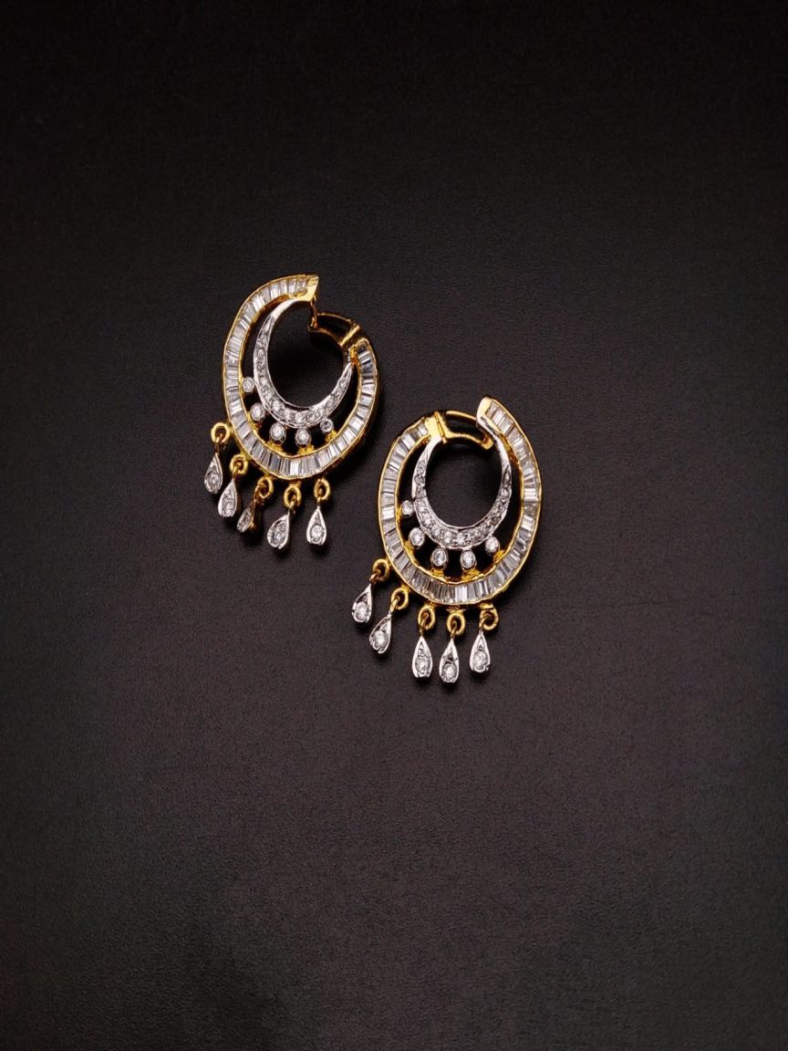 EARRINGS IN AMERICAN DIAMOND JEWELLERY STYLE | DESIGN - 41241