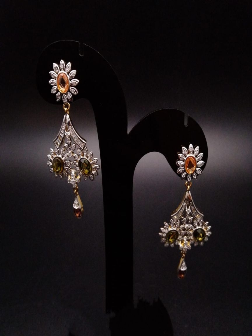 EARRINGS IN AMERICAN DIAMOND JEWELLERY STYLE | DESIGN - 41251