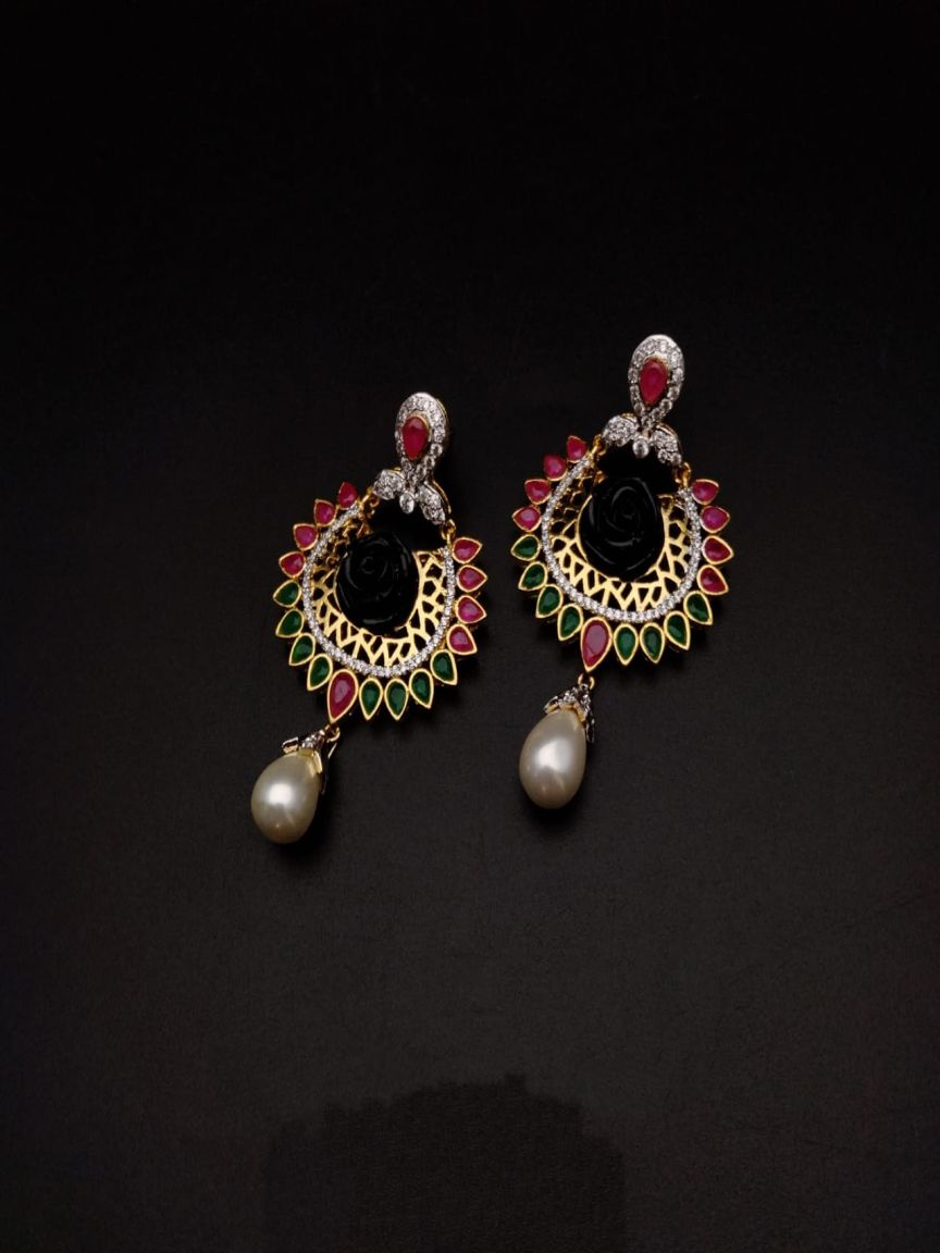 EARRINGS IN AMERICAN DIAMOND JEWELLERY STYLE | DESIGN - 41252