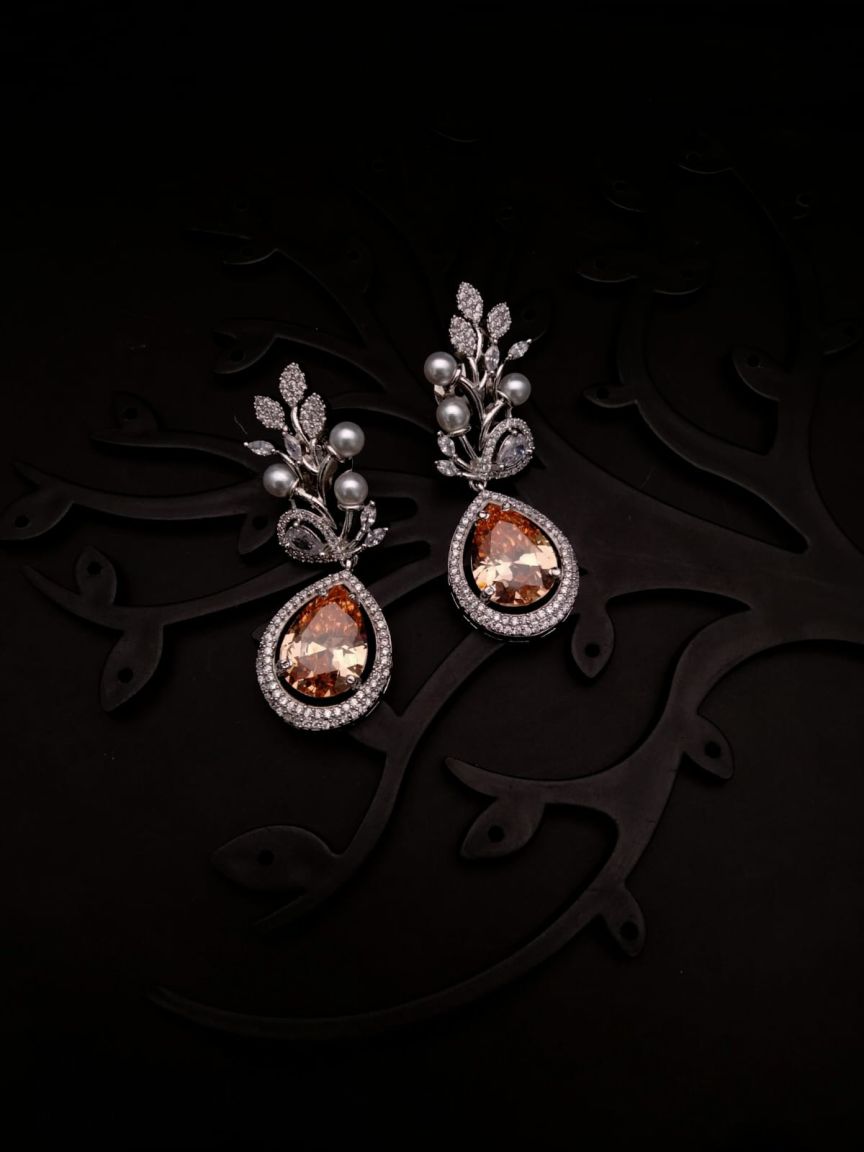 EARRINGS IN AMERICAN DIAMOND JEWELLERY STYLE | DESIGN - 41255