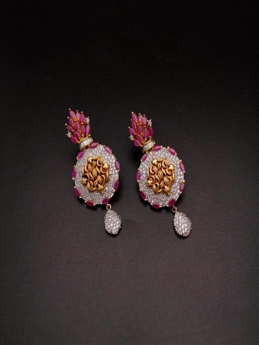 EARRINGS IN AMERICAN DIAMOND JEWELLERY STYLE | DESIGN - 41258