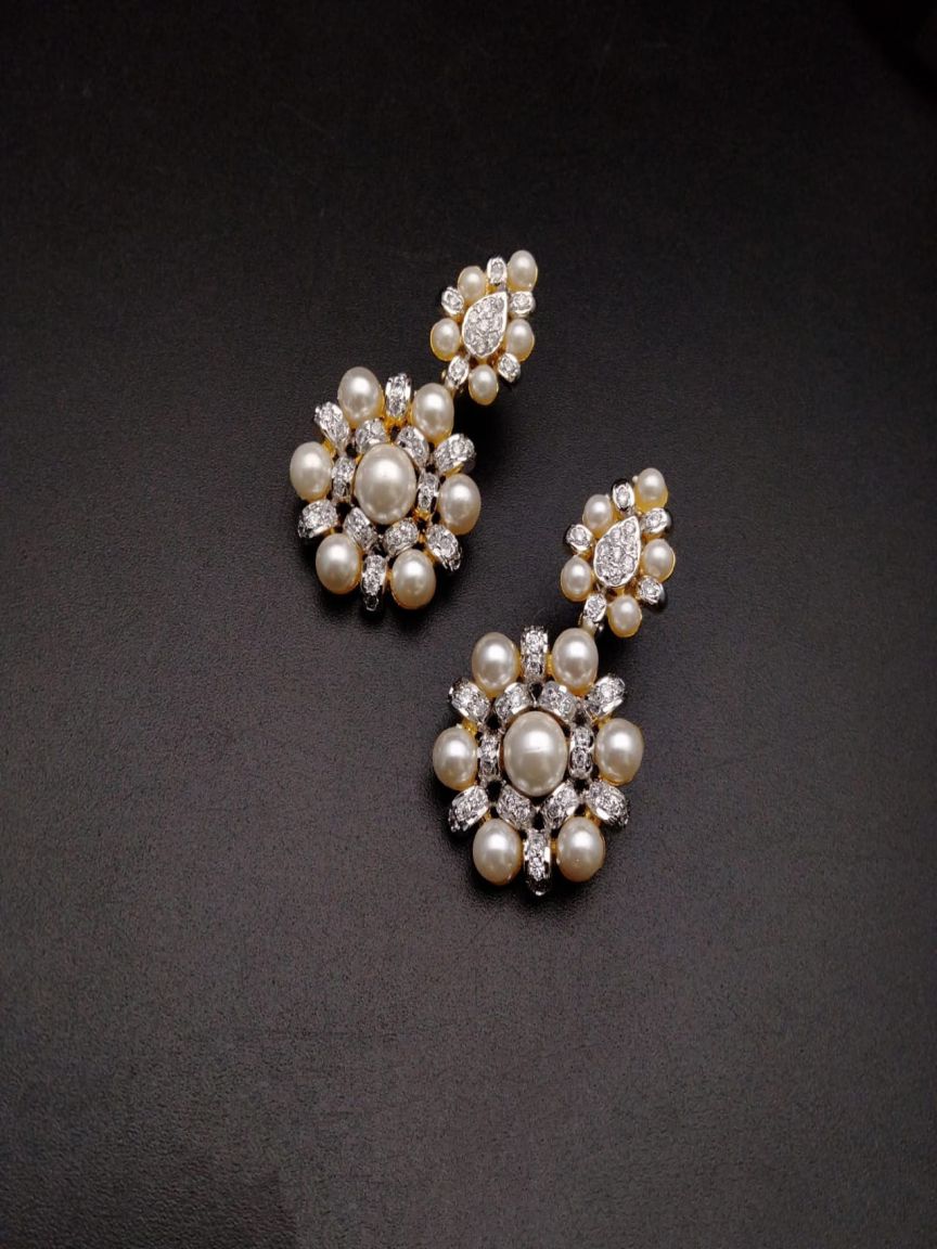 EARRINGS IN AMERICAN DIAMOND JEWELLERY STYLE | DESIGN - 41266