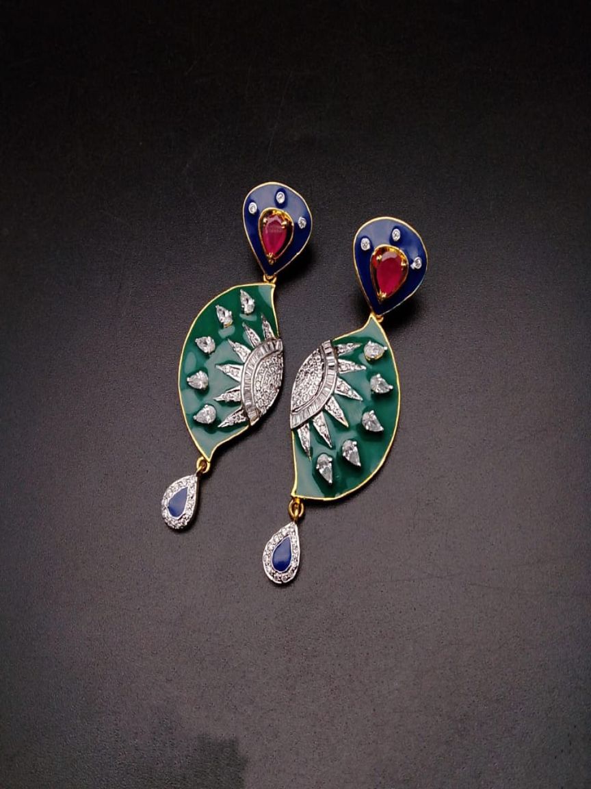 EARRINGS IN AMERICAN DIAMOND JEWELLERY STYLE | DESIGN - 41269