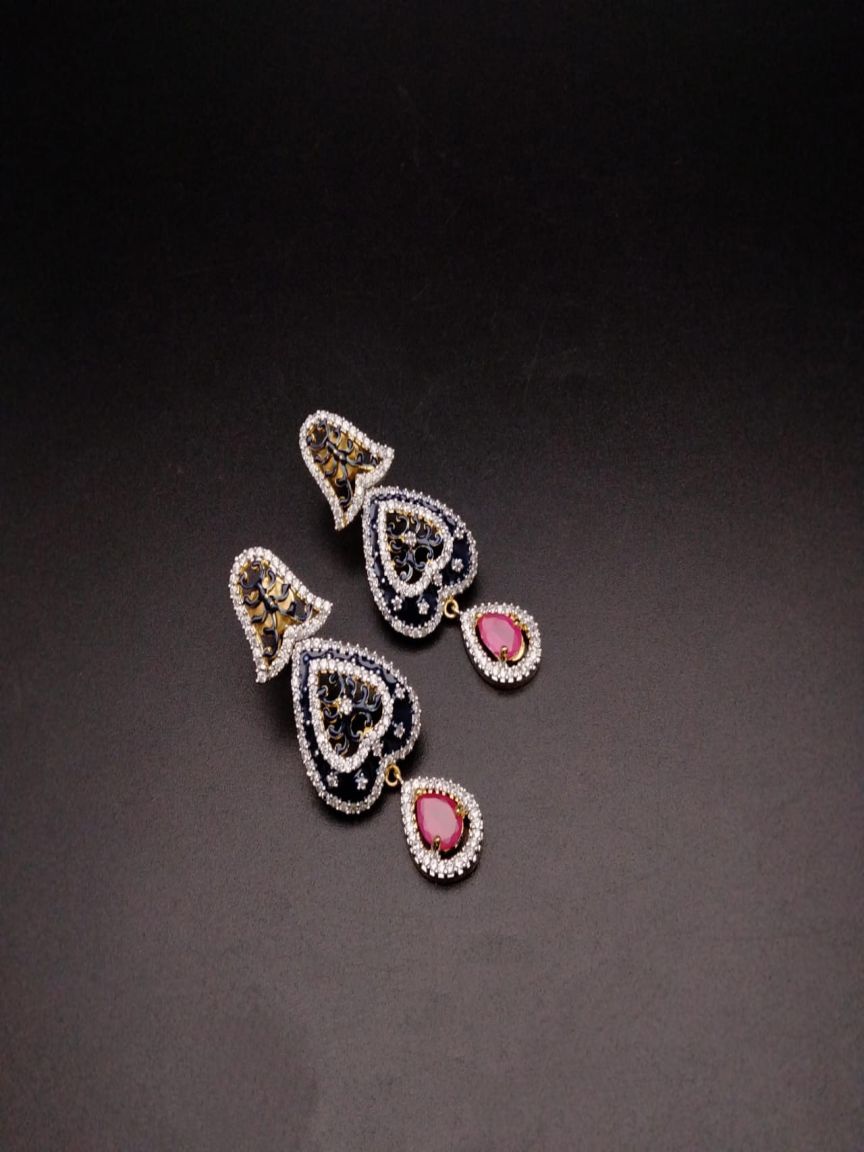 EARRINGS IN AMERICAN DIAMOND JEWELLERY STYLE | DESIGN - 41273