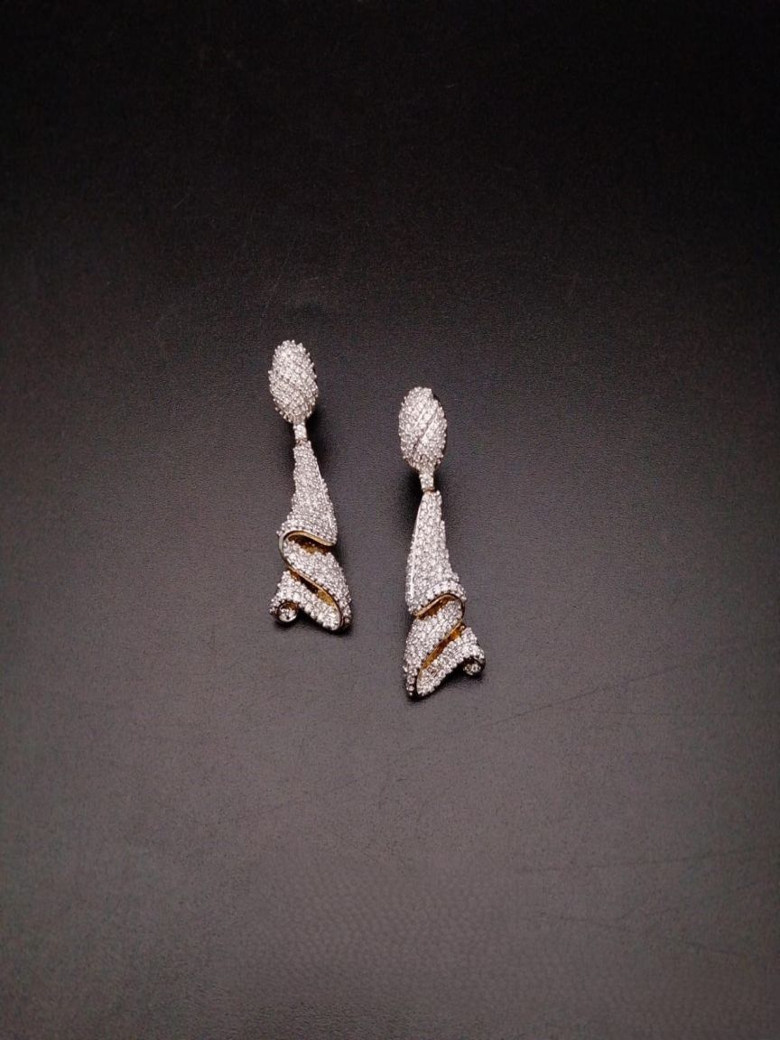 EARRINGS IN AMERICAN DIAMOND JEWELLERY STYLE | DESIGN - 41274