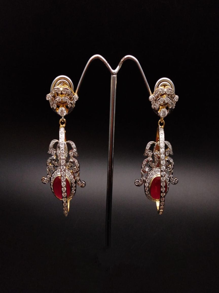 EARRINGS IN AMERICAN DIAMOND JEWELLERY STYLE | DESIGN - 41275