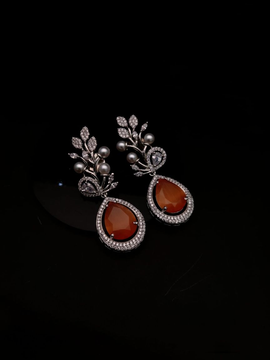 EARRINGS IN AMERICAN DIAMOND JEWELLERY STYLE | DESIGN - 41277